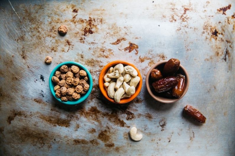 Intermittent Fasting - three bowls of nuts